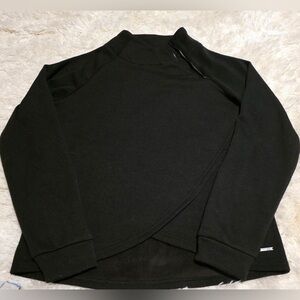 Tahari Sport Women’s Size Large Black Long Sleeve With Zip Neck Top EUC